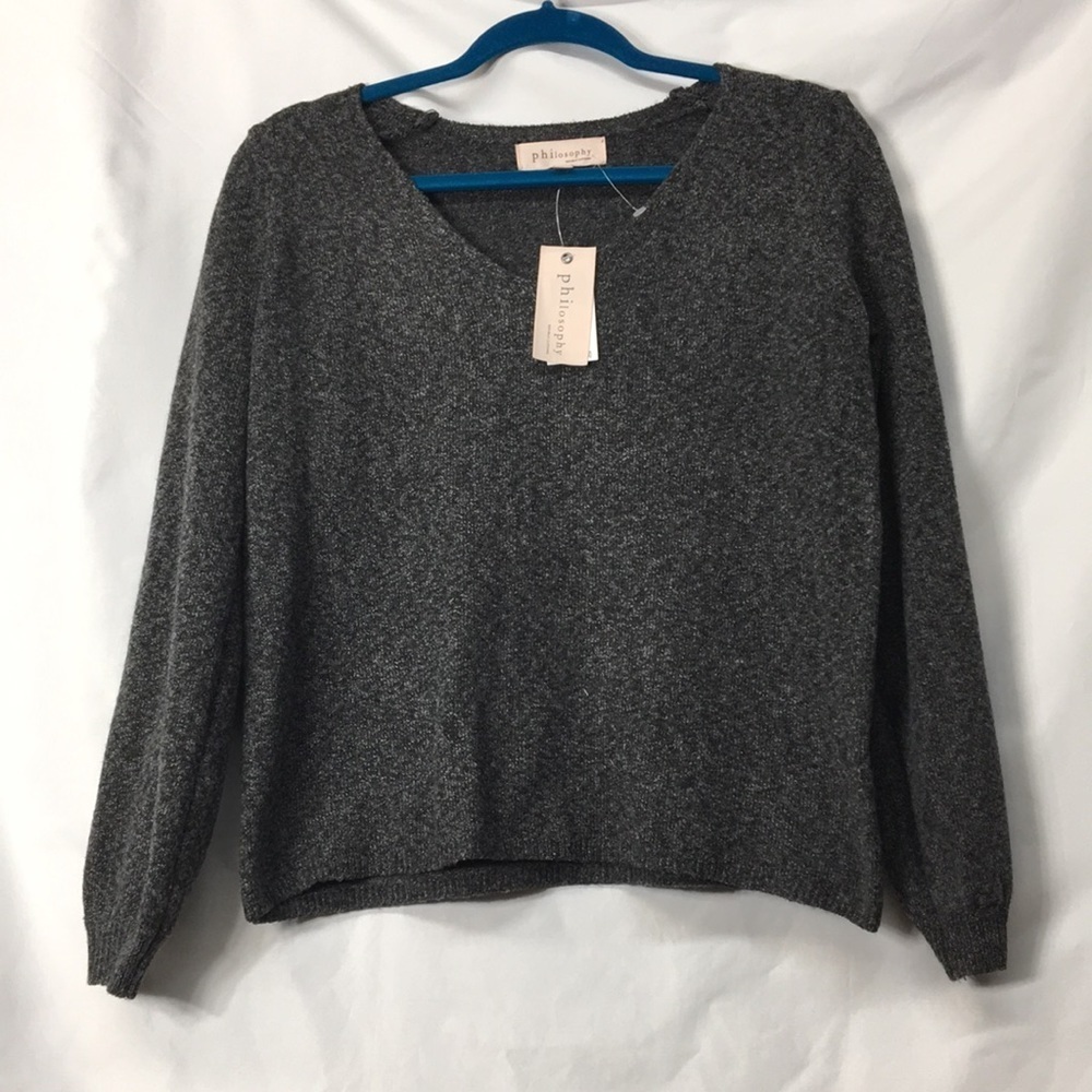 Philosophy Women’s Dark Gray V-Neck Sweater Size S NEW with Tags